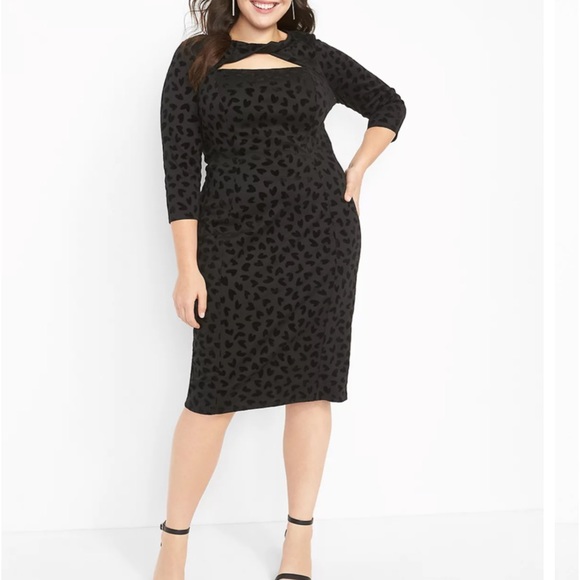 Lane Bryant Dresses & Skirts - Hearts! Twist-Neck Flocked Heart Bodycon Dress